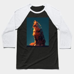 Majestic Big Beutiful Maine Coon Cat Modern Art Baseball T-Shirt